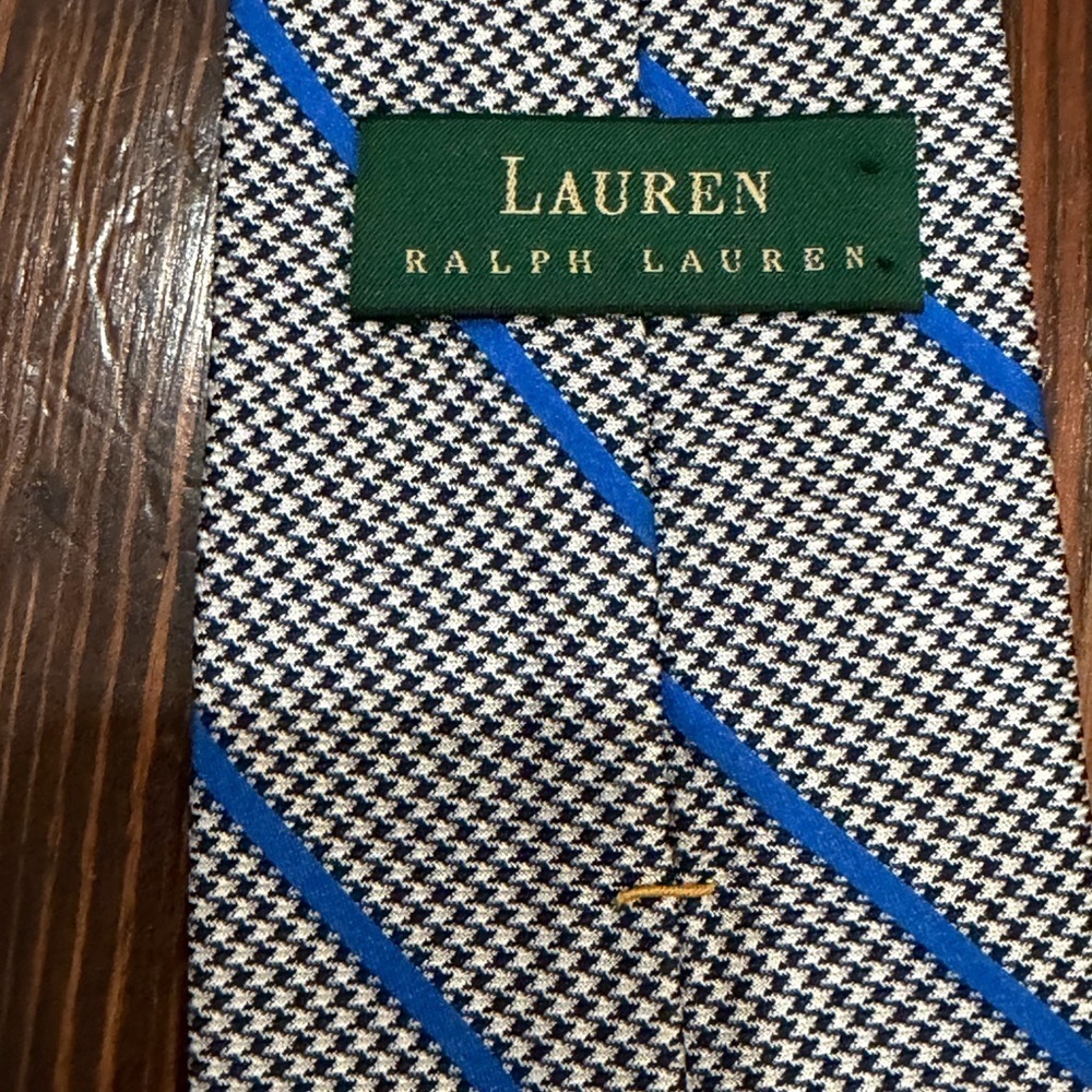 Pair Of Lauren Ralph Lauren 100% Silk Mens Designer Neck Ties Stripe Plaid - Picture 4 of 10